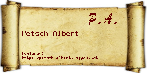 Petsch Albert névjegykártya